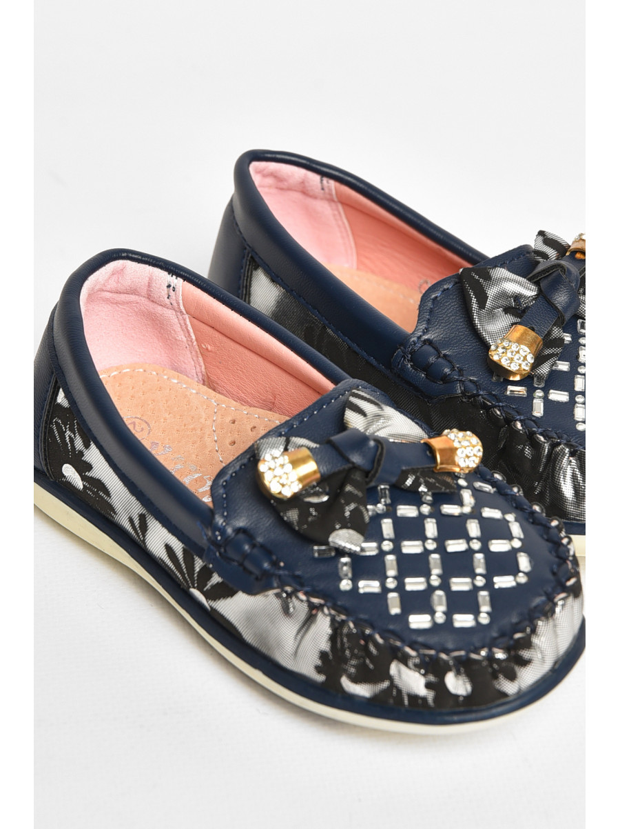 Мокасины детские для девочки темно-синего цвета 112-7 208802C