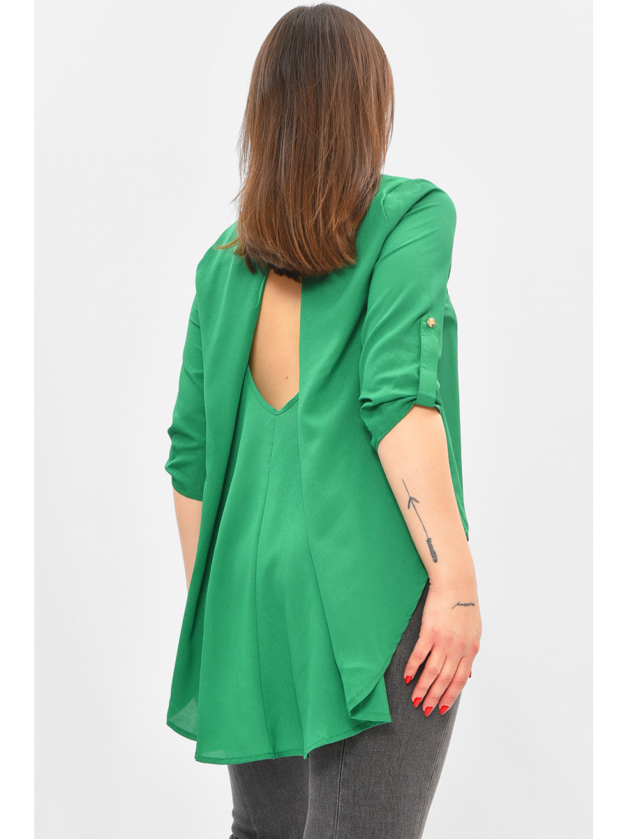 Блуза жіноча однотонна зеленого кольору 8001 208809C