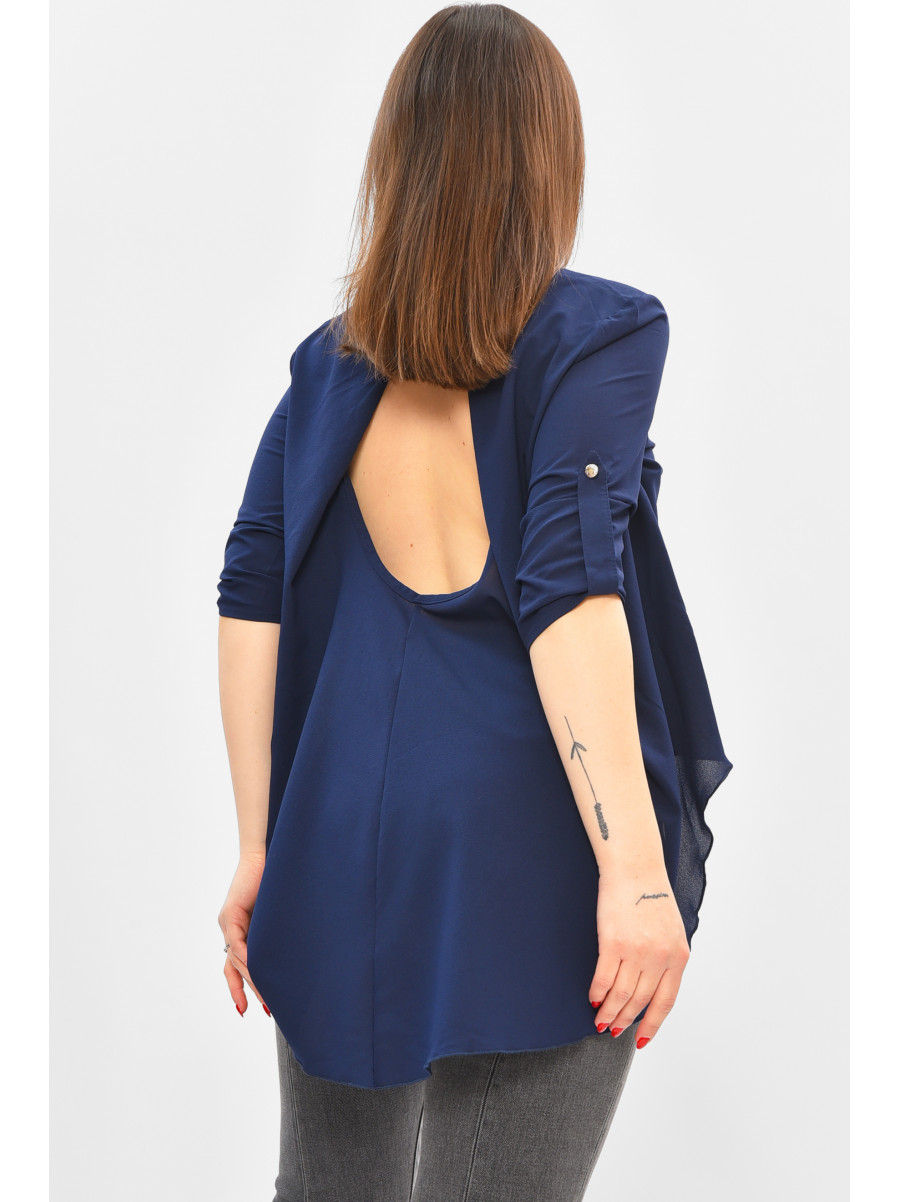 Блуза жіноча однотонна синього кольору 8001 208810C