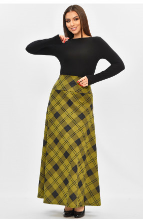 Спідниця жіноча напівбатальна темно-зеленого кольору з принтом 8156 208821C