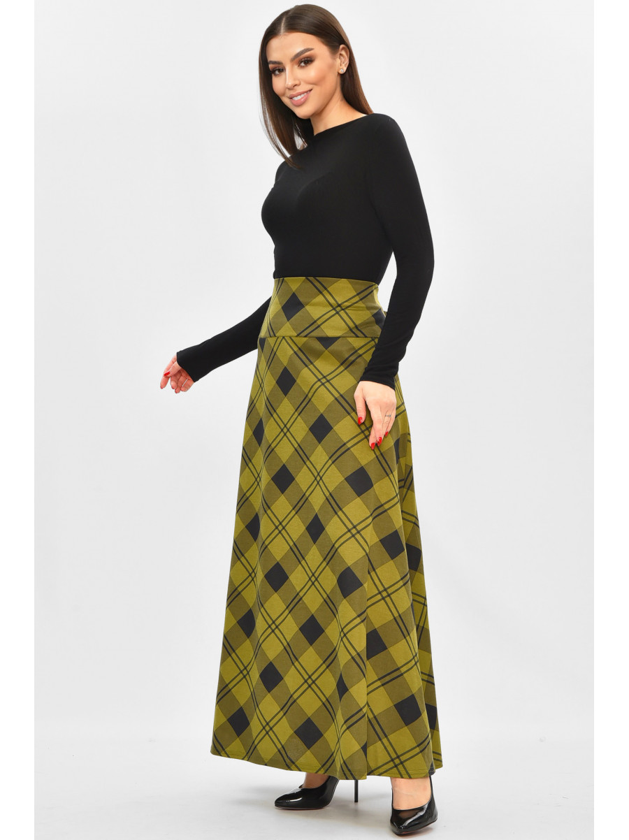 Спідниця жіноча напівбатальна темно-зеленого кольору з принтом 8156 208821C