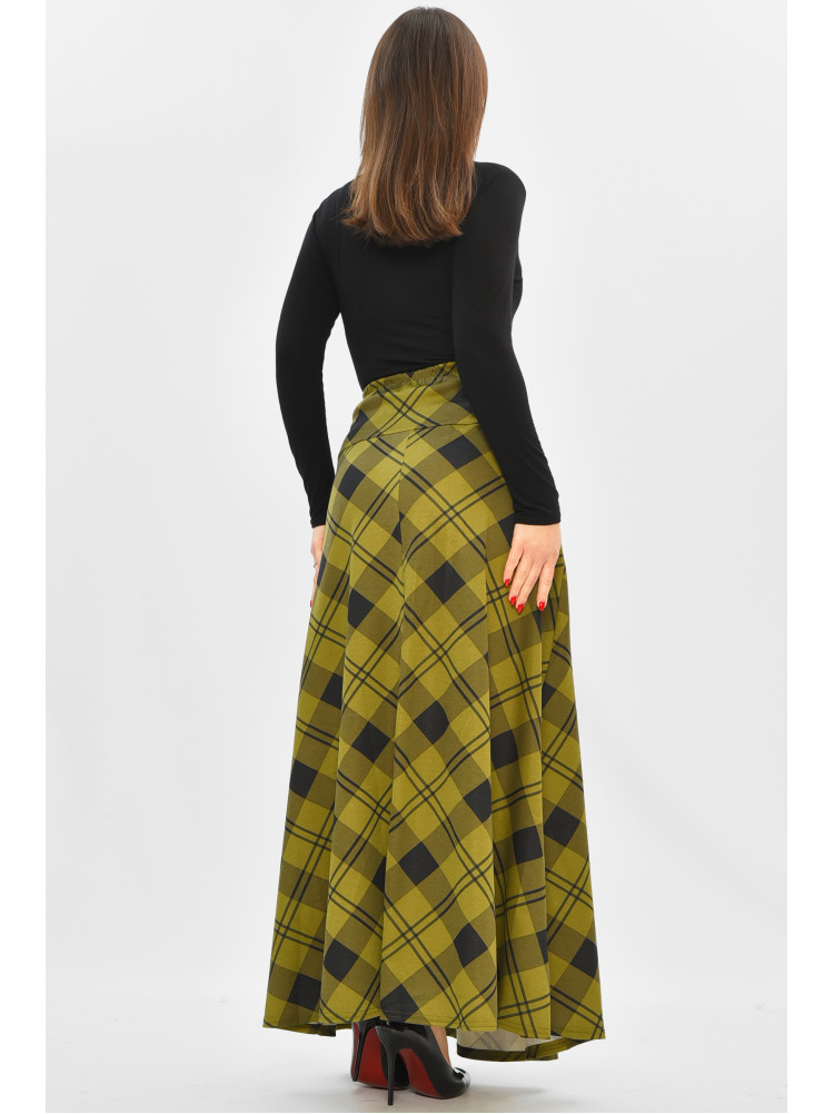 Спідниця жіноча напівбатальна темно-зеленого кольору з принтом 8156 208821C