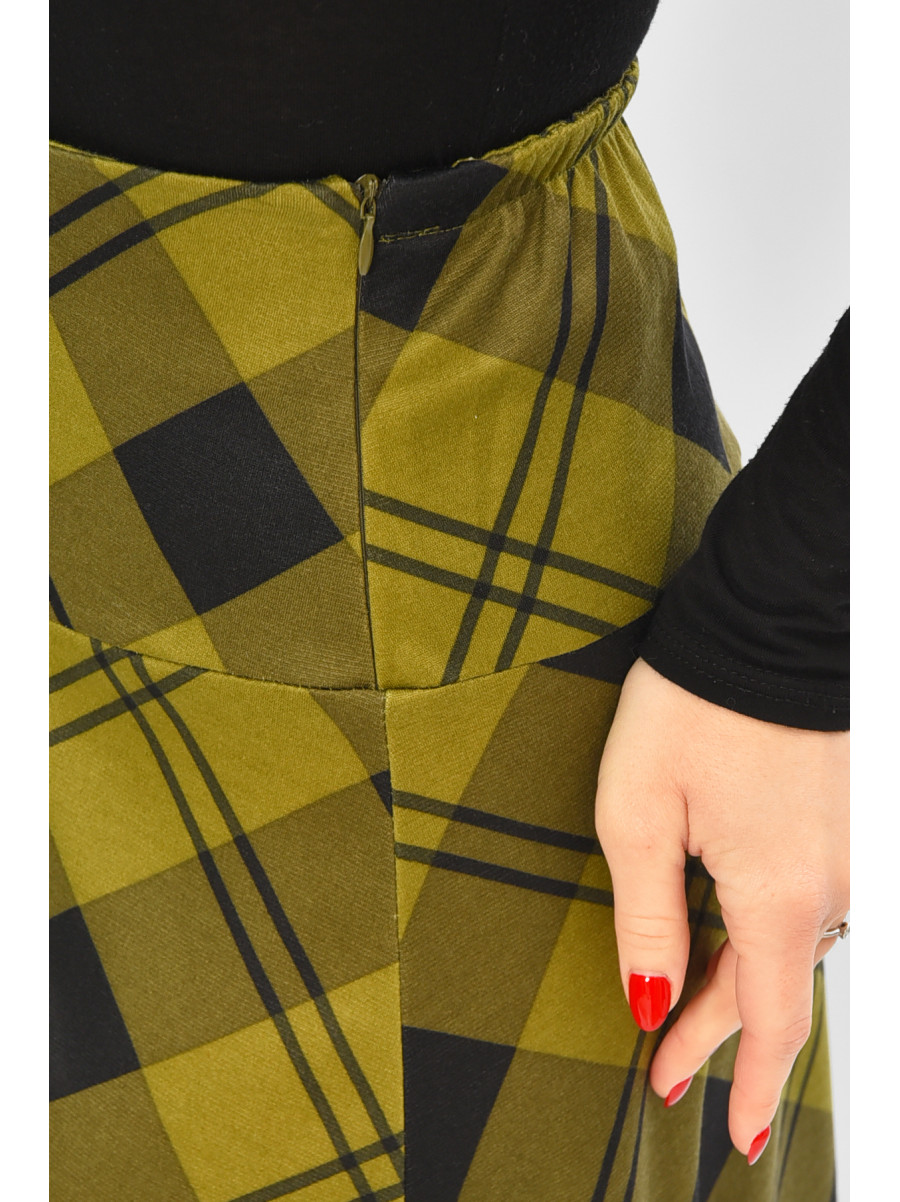 Спідниця жіноча напівбатальна темно-зеленого кольору з принтом 8156 208821C