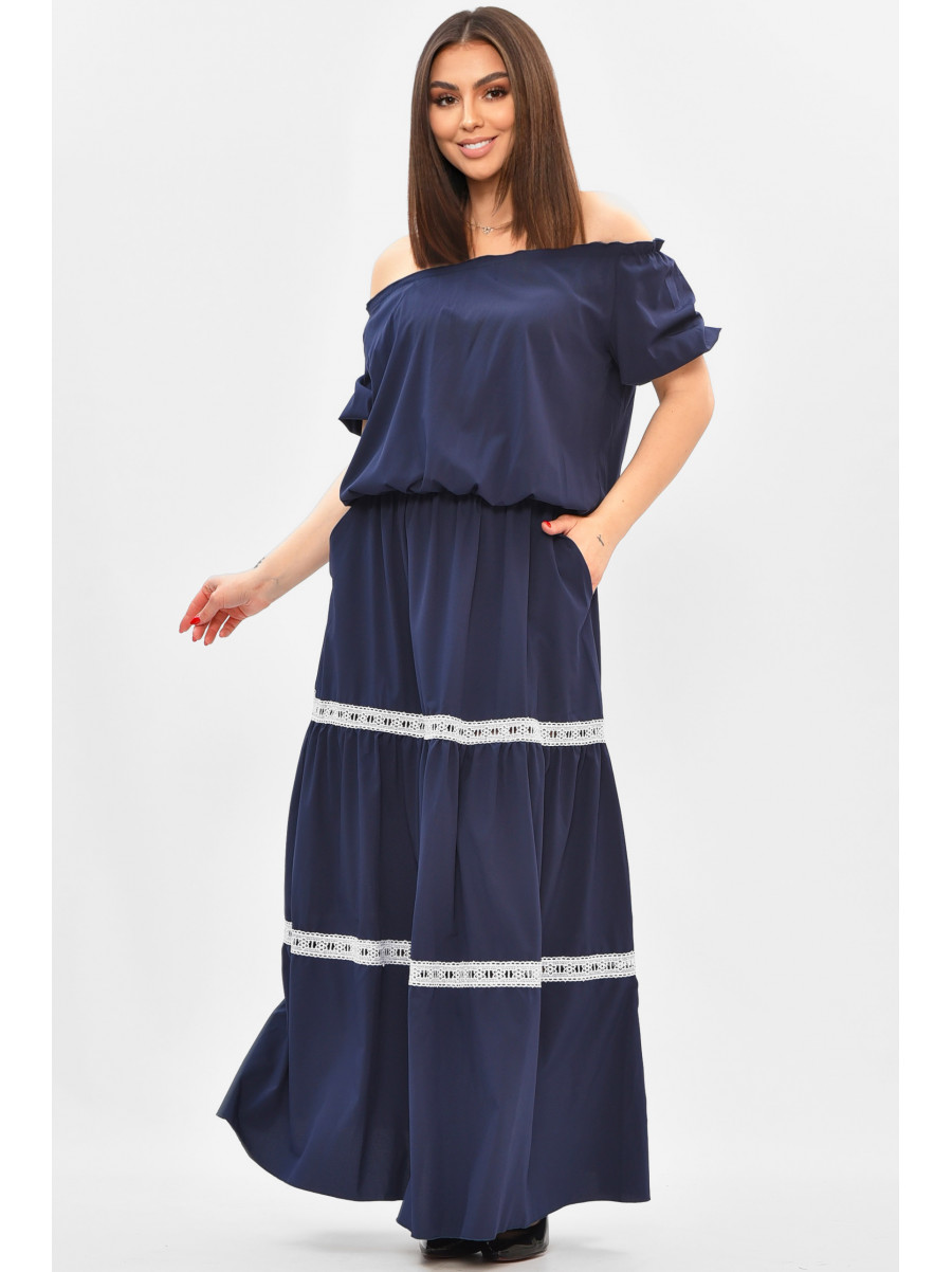 Платье женское полубатальное тёмно-синего цвета 8181 208825C