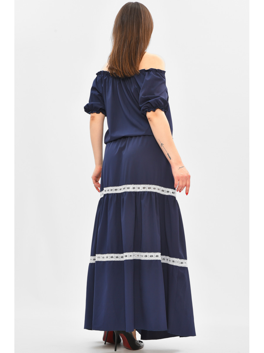 Платье женское полубатальное тёмно-синего цвета 8181 208825C