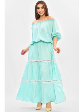 Платье женское полубатальное мятного цвета 8181 208838C