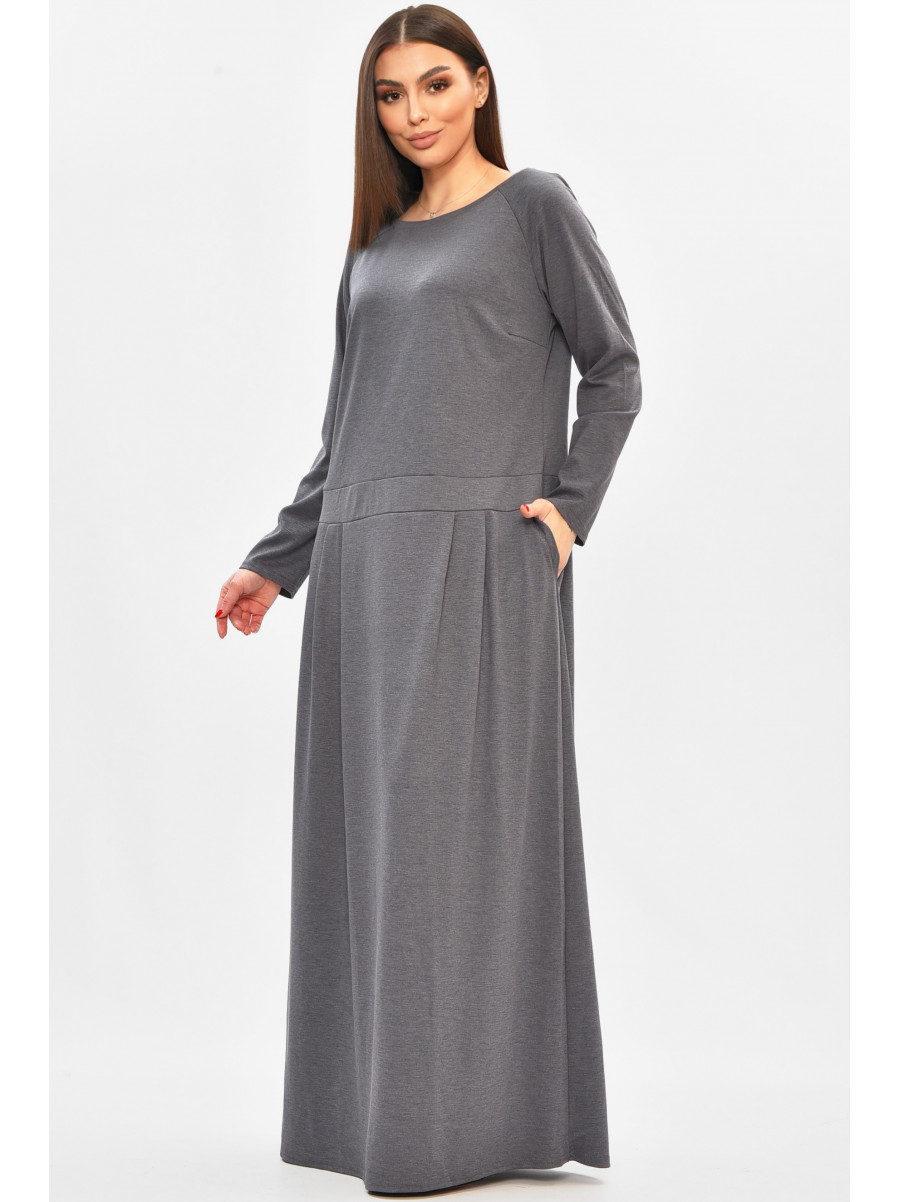 Платье женское полубатальное тёмно-серого цвета 8080 208839C