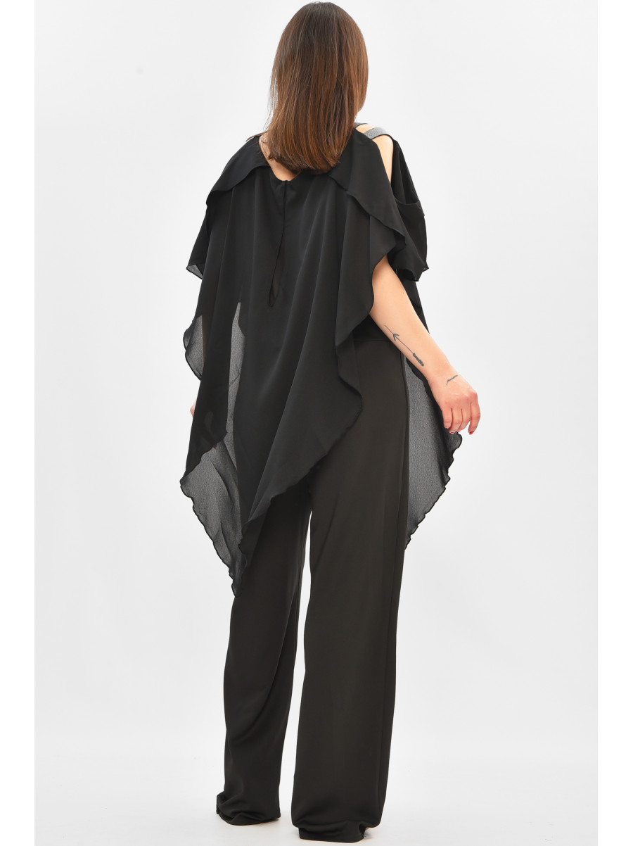 Комбинезон женский полубатальный черного цвета 8306 208840C