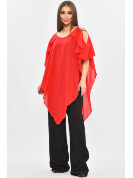 Комбинезон женский полубатальный красного цвета 8306 208844C