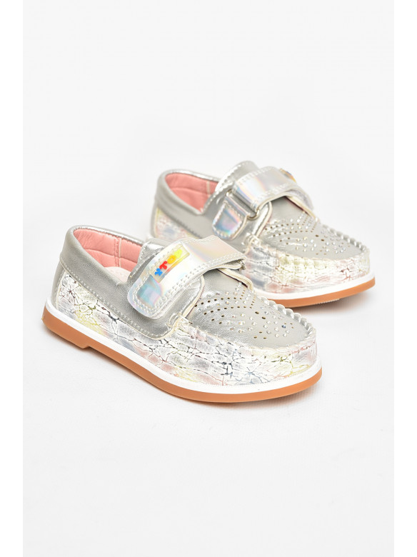 Мокасины детские для девочки серебристого цвета 18303-21 208845C