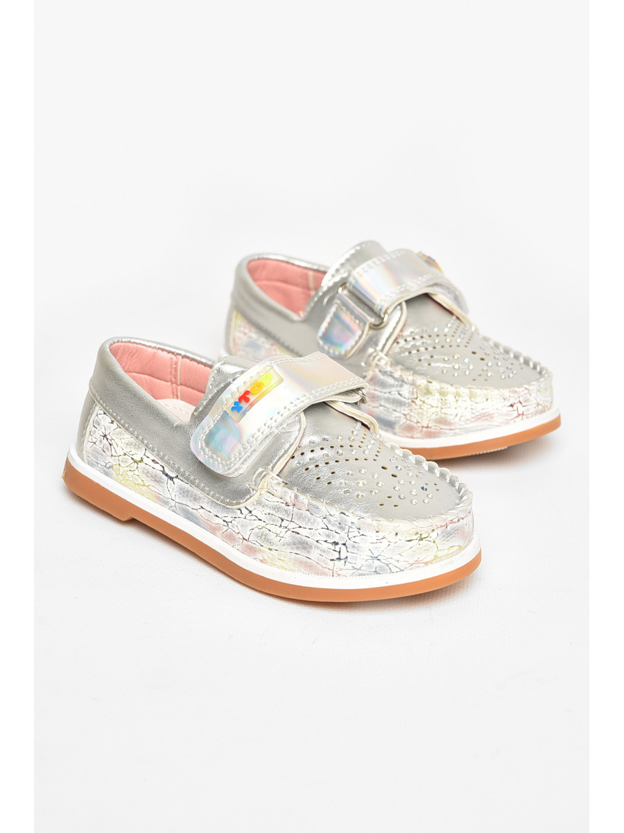 Мокасины детские для девочки серебристого цвета 18303-21 208845C
