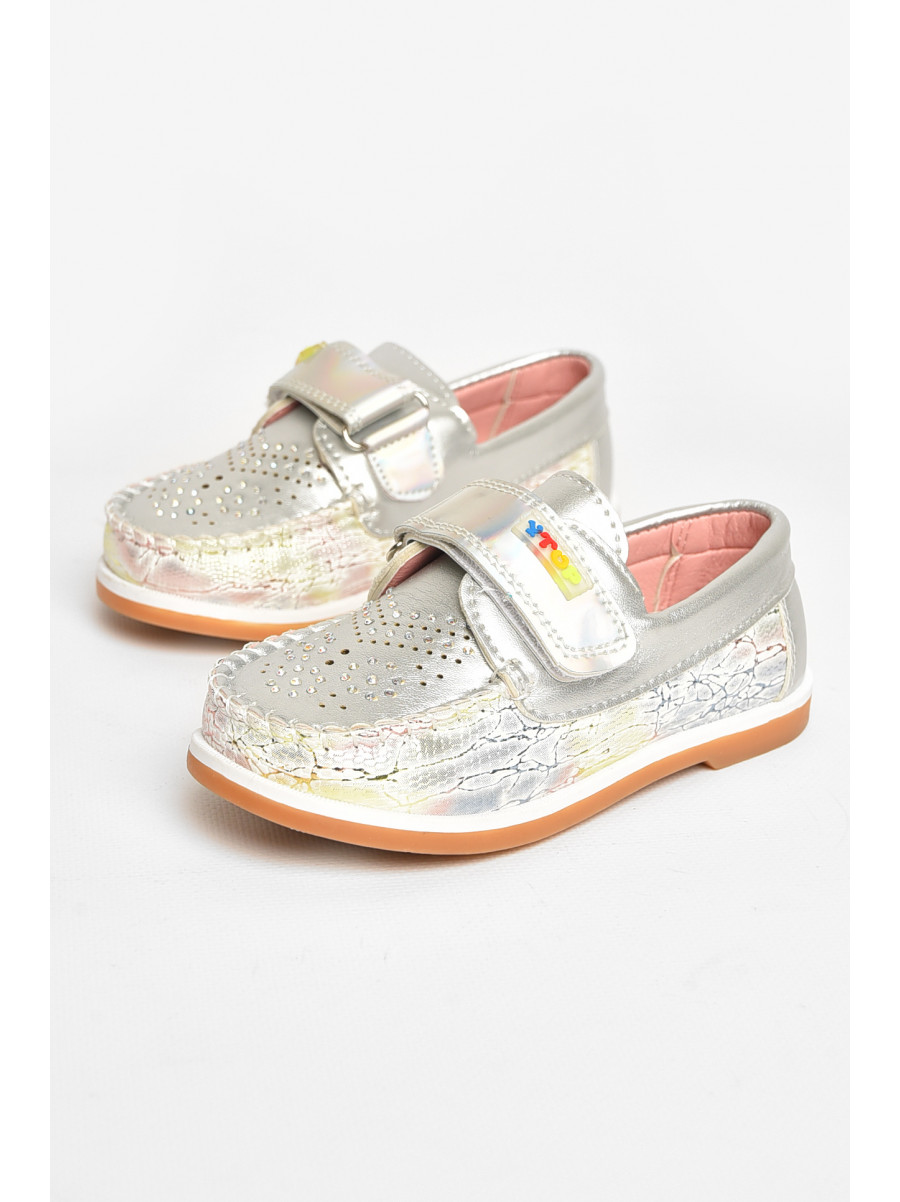Мокасины детские для девочки серебристого цвета 18303-21 208845C