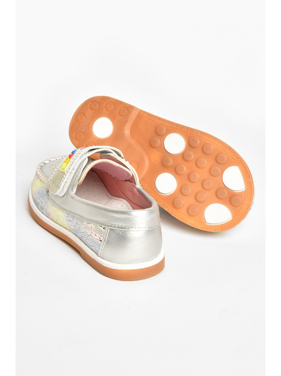 Мокасины детские для девочки серебристого цвета 18303-21 208845C