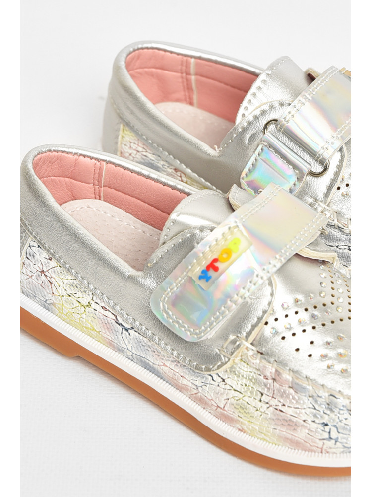 Мокасины детские для девочки серебристого цвета 18303-21 208845C