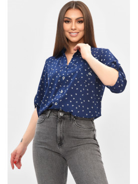 Сорочка жіноча напівбатальна темно-синього кольору з принтом 8168 208846C
