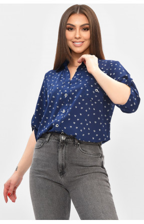 Рубашка женская полубатальная тёмно-синего цвета с принтом 8168 208846C Рубашка женская полубатальная тёмно-синего цвета с принтом 8168 208846C