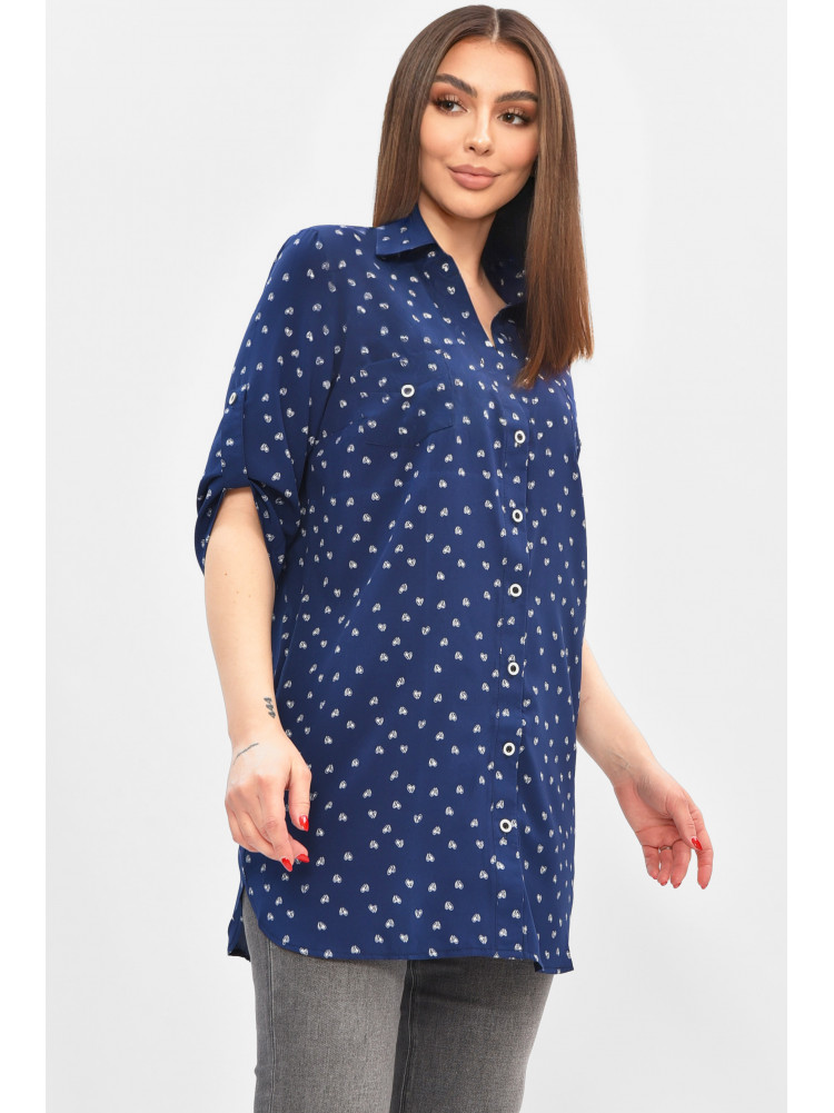 Рубашка женская полубатальная тёмно-синего цвета с принтом 8168 208846C