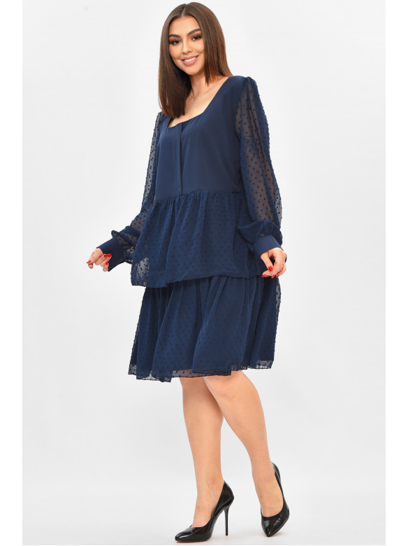 Платье женское полубатальное синего цвета 8357 208848C
