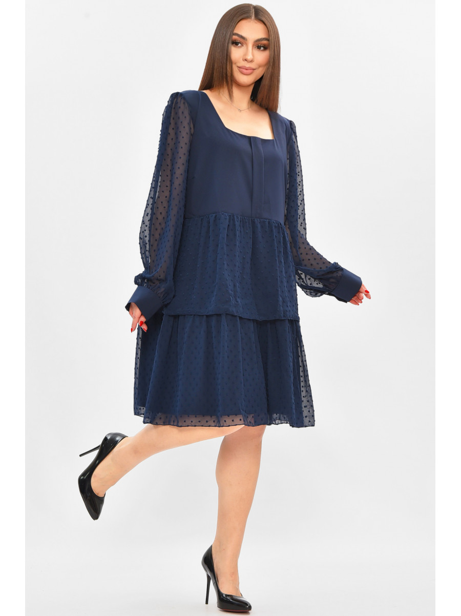 Платье женское полубатальное синего цвета 8357 208848C