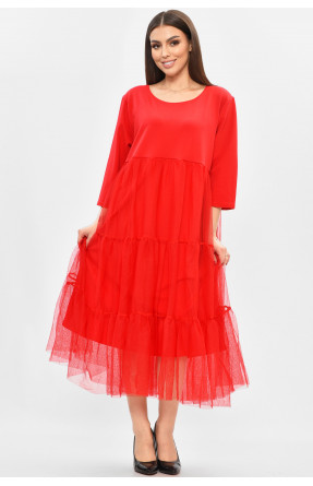 Платье женское батальное красного цвета 8425 208850C Платье женское батальное красного цвета 8425 208850C