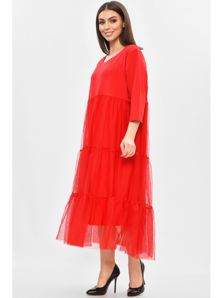 Платье женское батальное красного цвета 8425 208850C