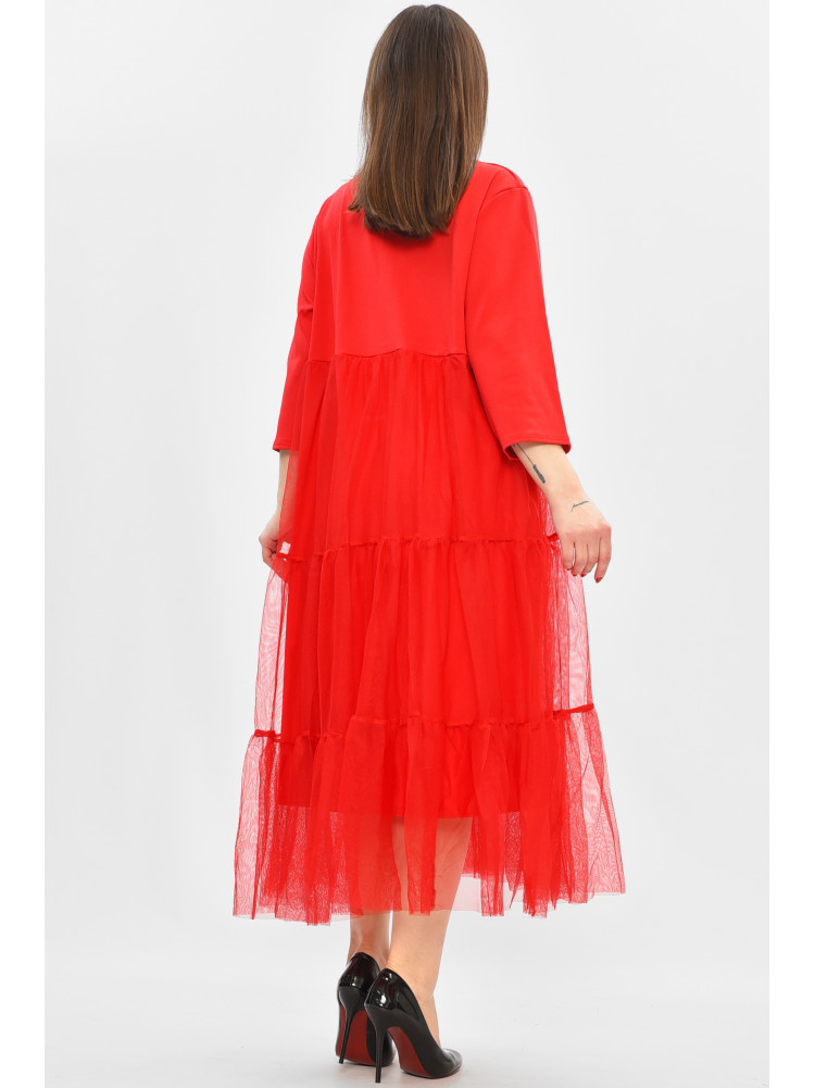 Платье женское батальное красного цвета 8425 208850C