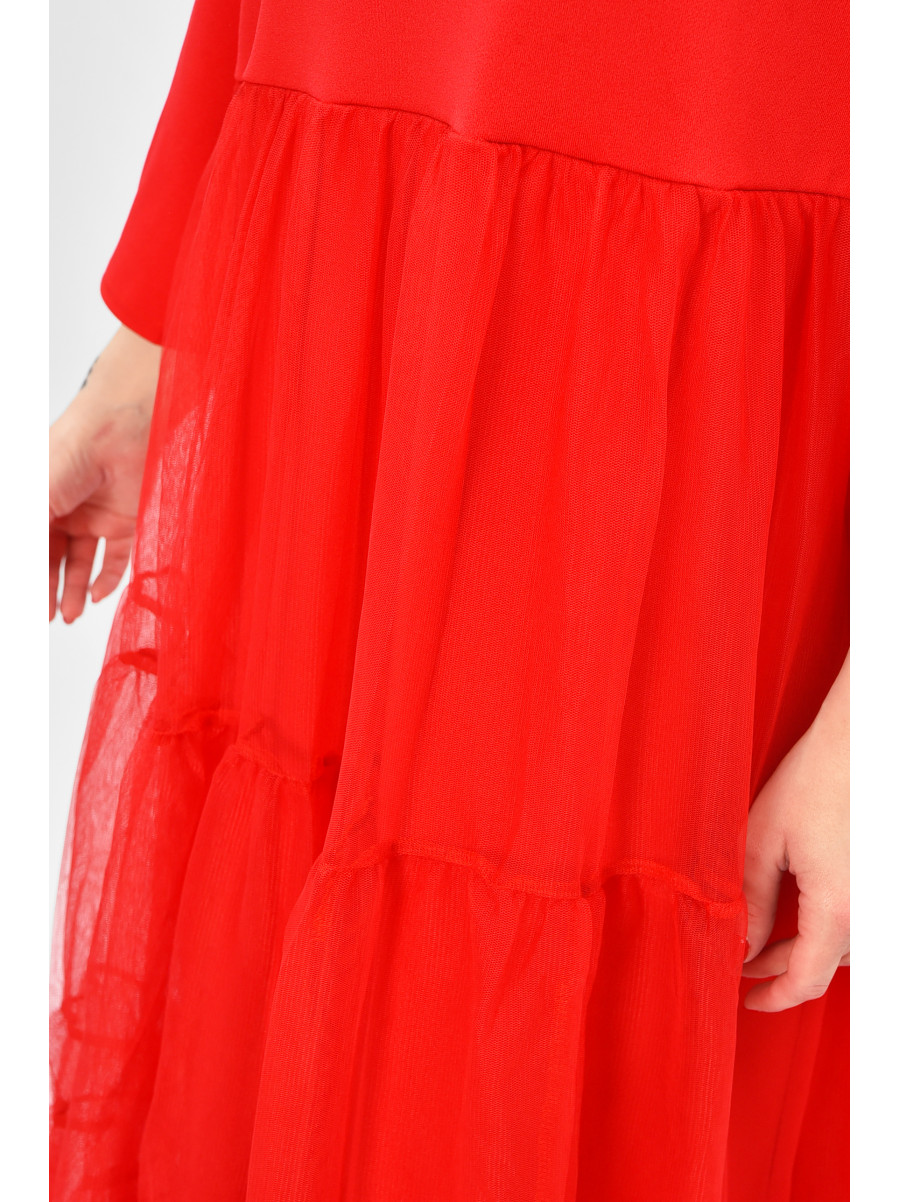 Платье женское батальное красного цвета 8425 208850C