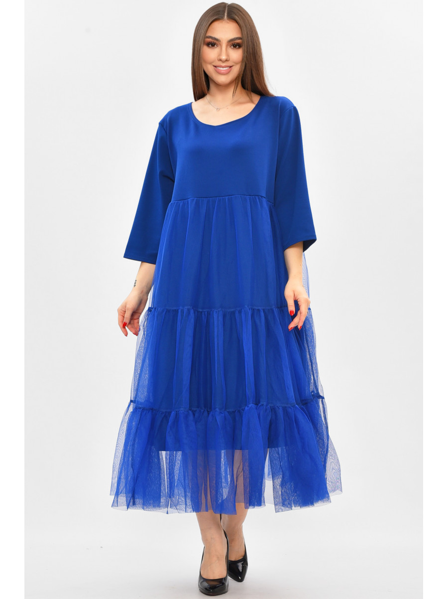 Платье женское батальное синего цвета 8425 208851C