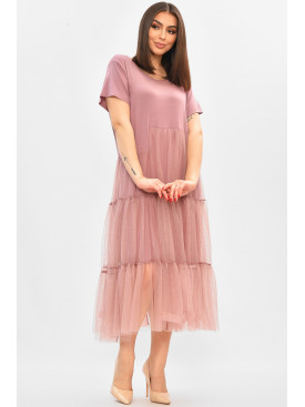 Платье женское полубатальное светло-розового цвета 8425 208852C