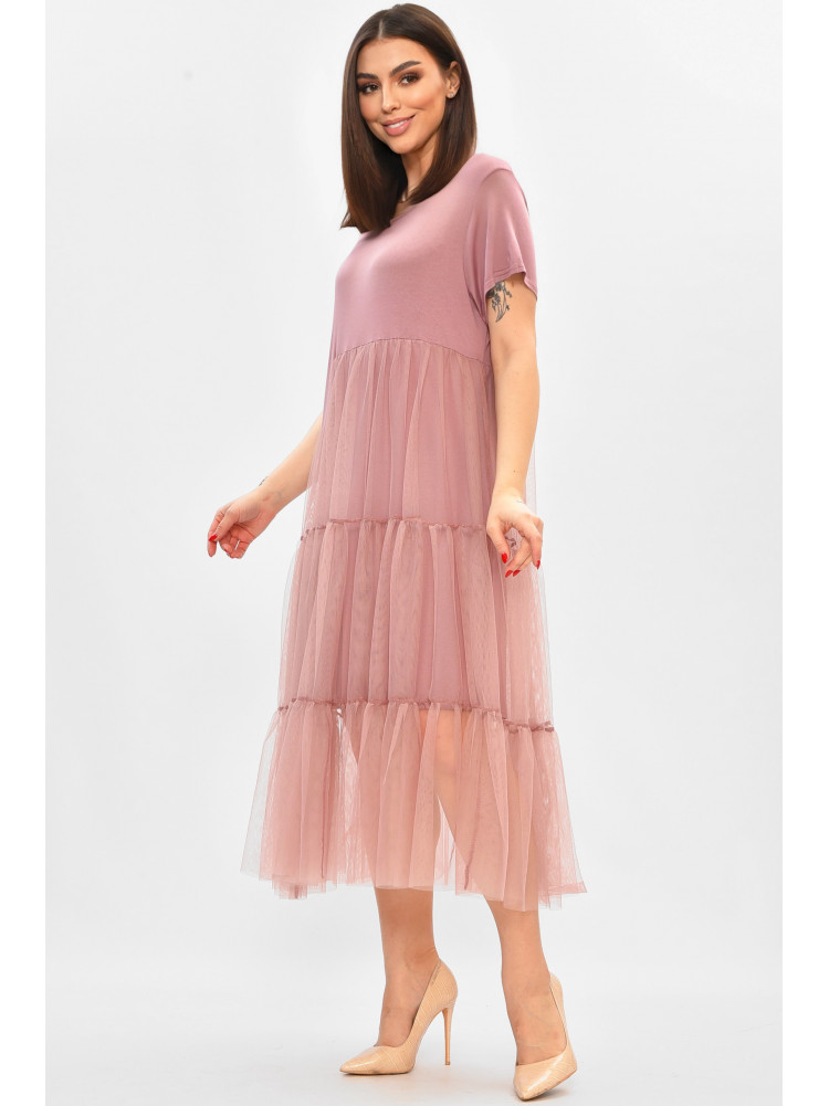 Платье женское полубатальное светло-розового цвета 8425 208852C