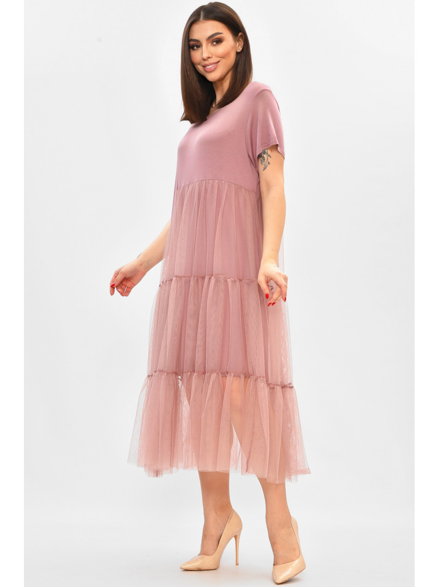 Платье женское полубатальное светло-розового цвета 8425 208852C