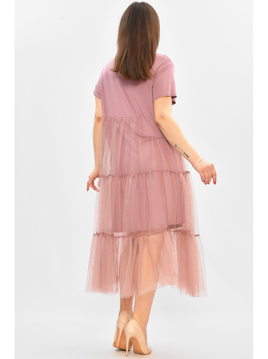 Платье женское полубатальное светло-розового цвета 8425 208852C