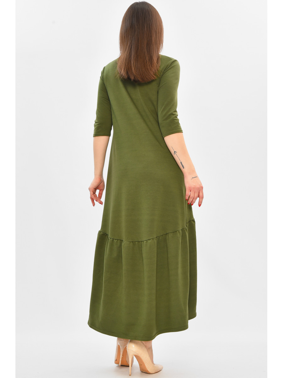 Платье женское полубатальное оливкового цвета 8336 208853C