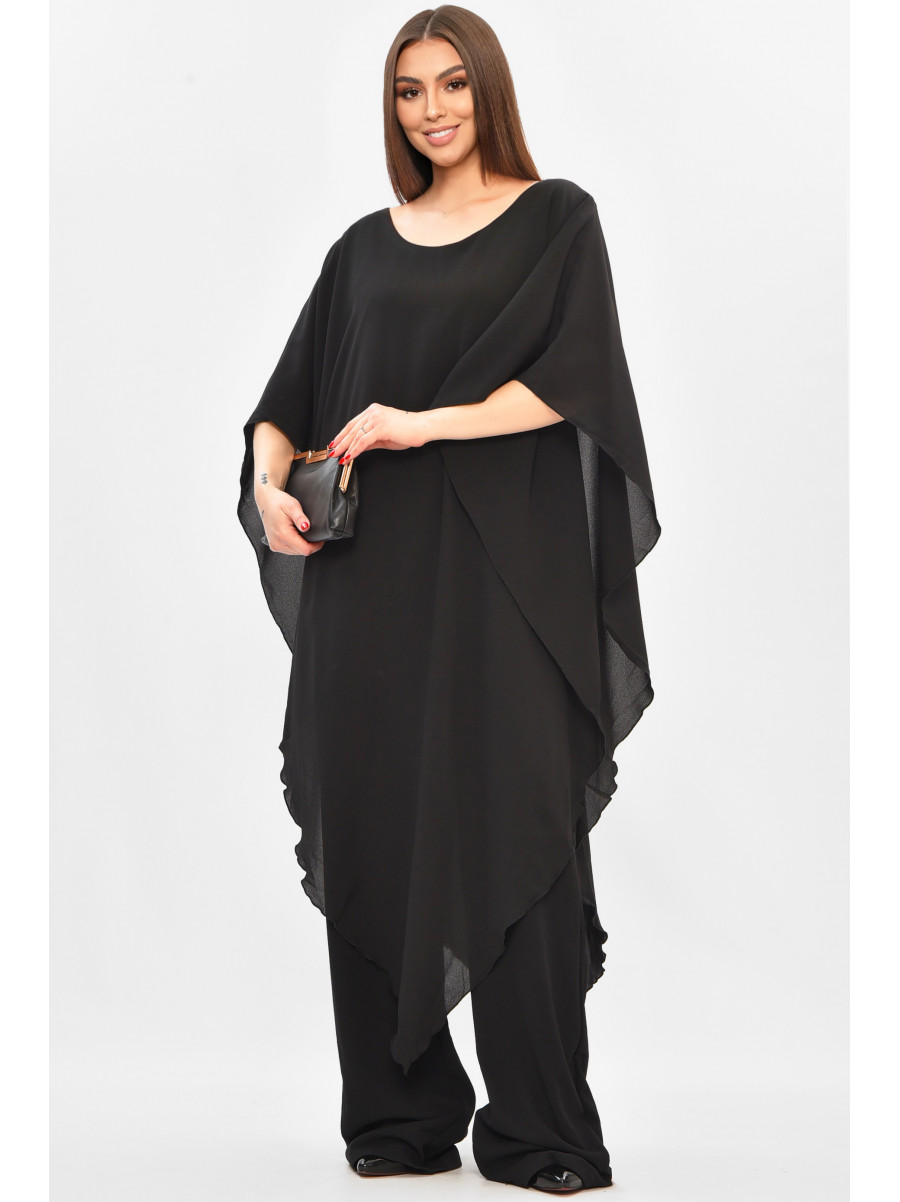 Комбинезон женский полубатальный черного цвета 8287 208854C