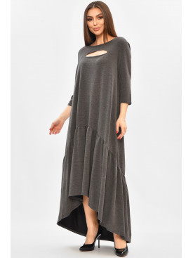 Платье женское полубатальное тёмно-серого цвета 8336 208855C