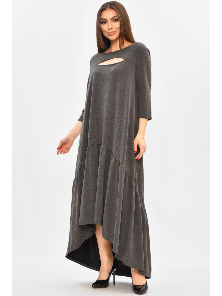 Платье женское полубатальное тёмно-серого цвета 8336 208855C