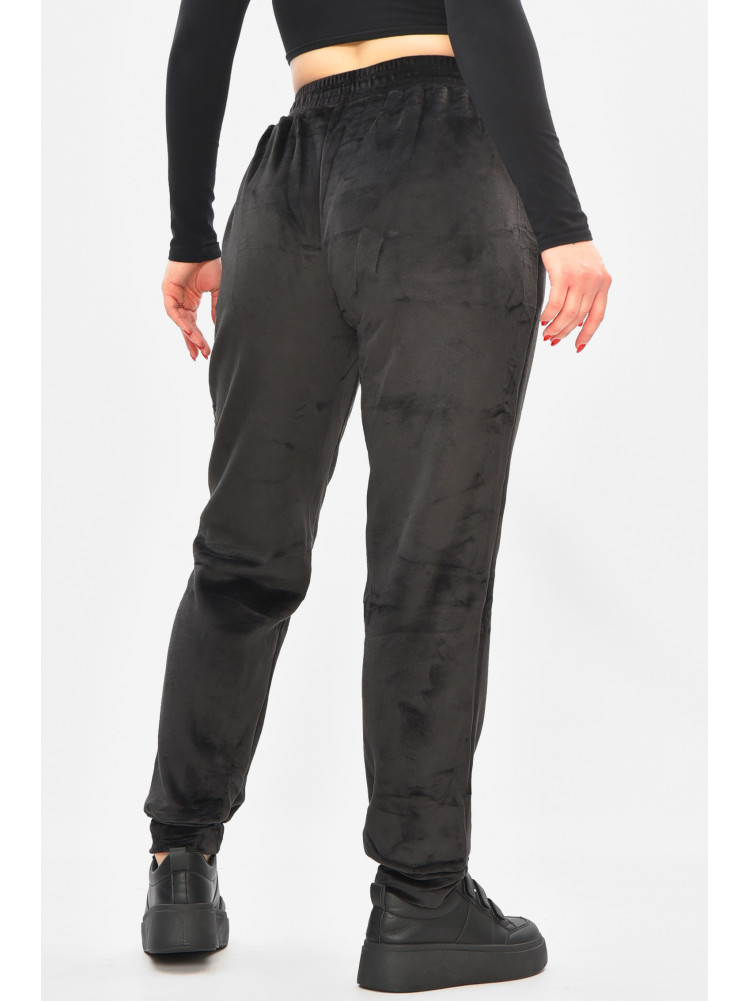 Спортивные штаны женские на искусственном меху черного цвета В505 208865C