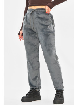 Спортивные штаны женские на искусственном меху серого цвета В505 208867C