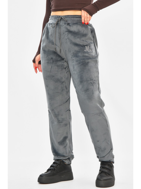 Спортивные штаны женские на искусственном меху серого цвета В505 208867C
