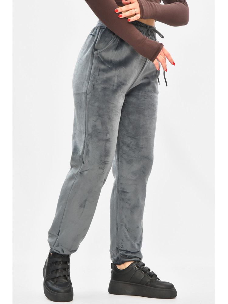 Спортивные штаны женские на искусственном меху серого цвета В505 208867C