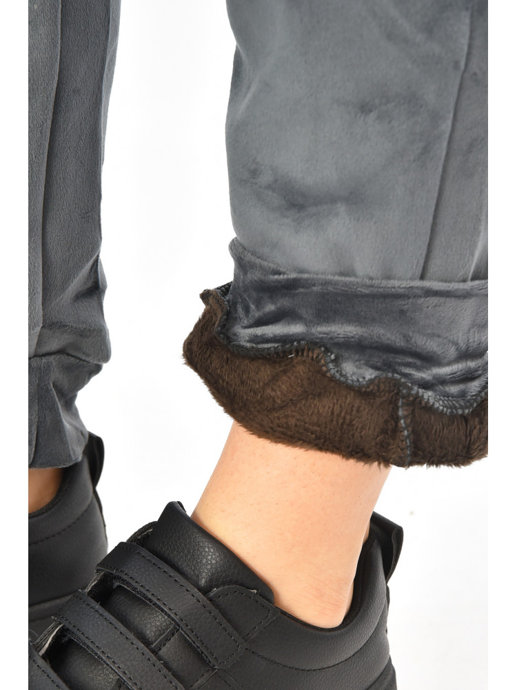 Спортивные штаны женские на искусственном меху серого цвета В505 208867C