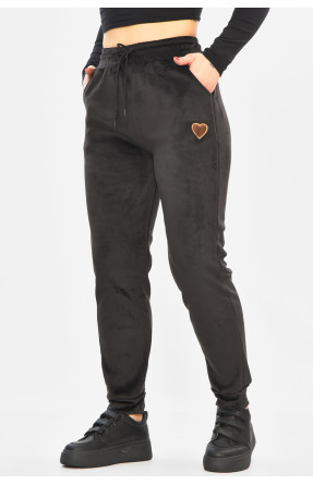 Спортивные штаны женские на искусственном меху черного цвета 208868C Спортивные штаны женские на искусственном меху черного цвета 208868C