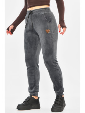 Спортивные штаны женские на искусственном меху серого цвета 208869C