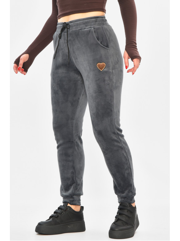 Спортивные штаны женские на искусственном меху серого цвета 208869C