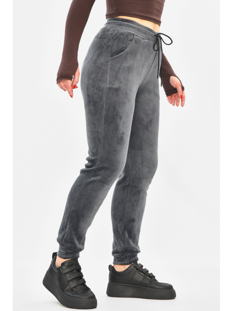 Спортивные штаны женские на искусственном меху серого цвета 208869C