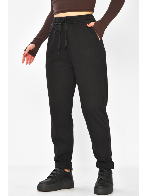 Штаны женские однотонные черного цвета 580-2 208870C