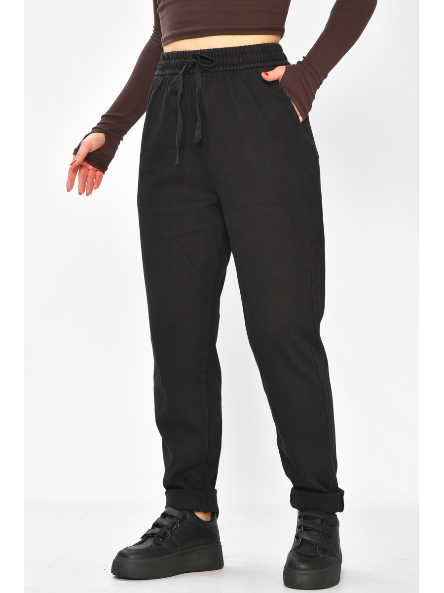 Штаны женские однотонные черного цвета 580-2 208870C