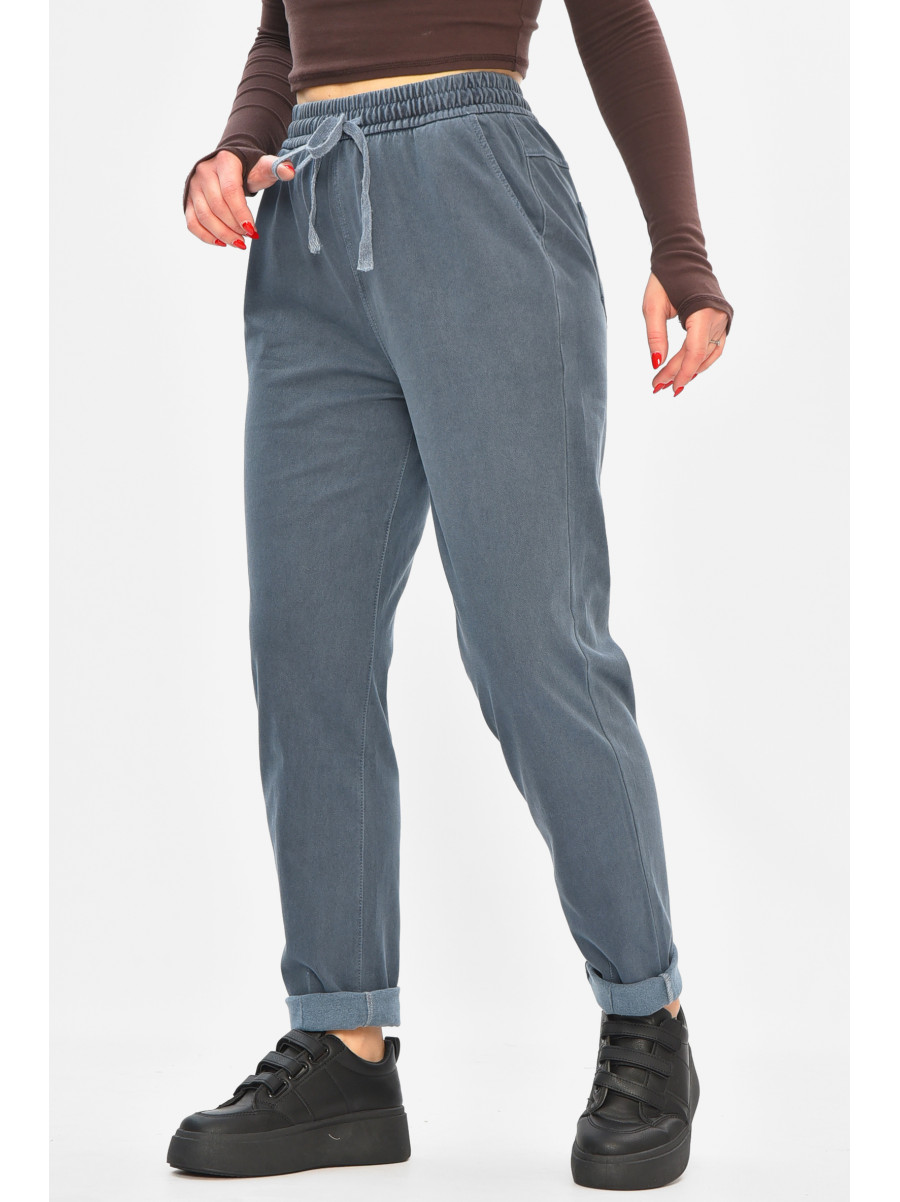 Штаны женские однотонные тёмно-синего цвета 580-2 208872C