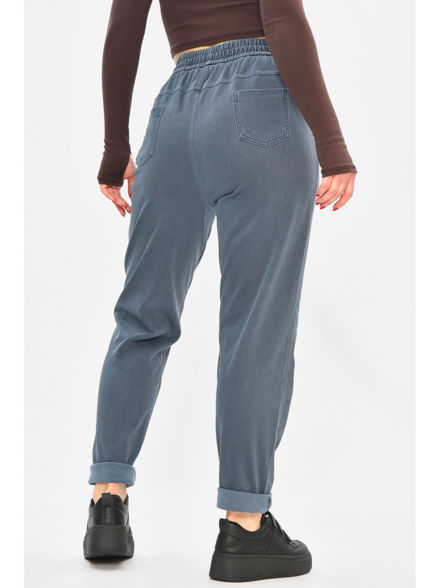 Штаны женские однотонные тёмно-синего цвета 580-2 208872C