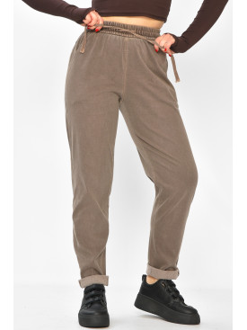 Штаны женские однотонные коричневого цвета 580-2 208873C